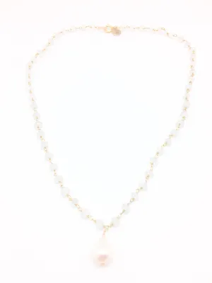 Diddi Short - white moonstone/white pearl