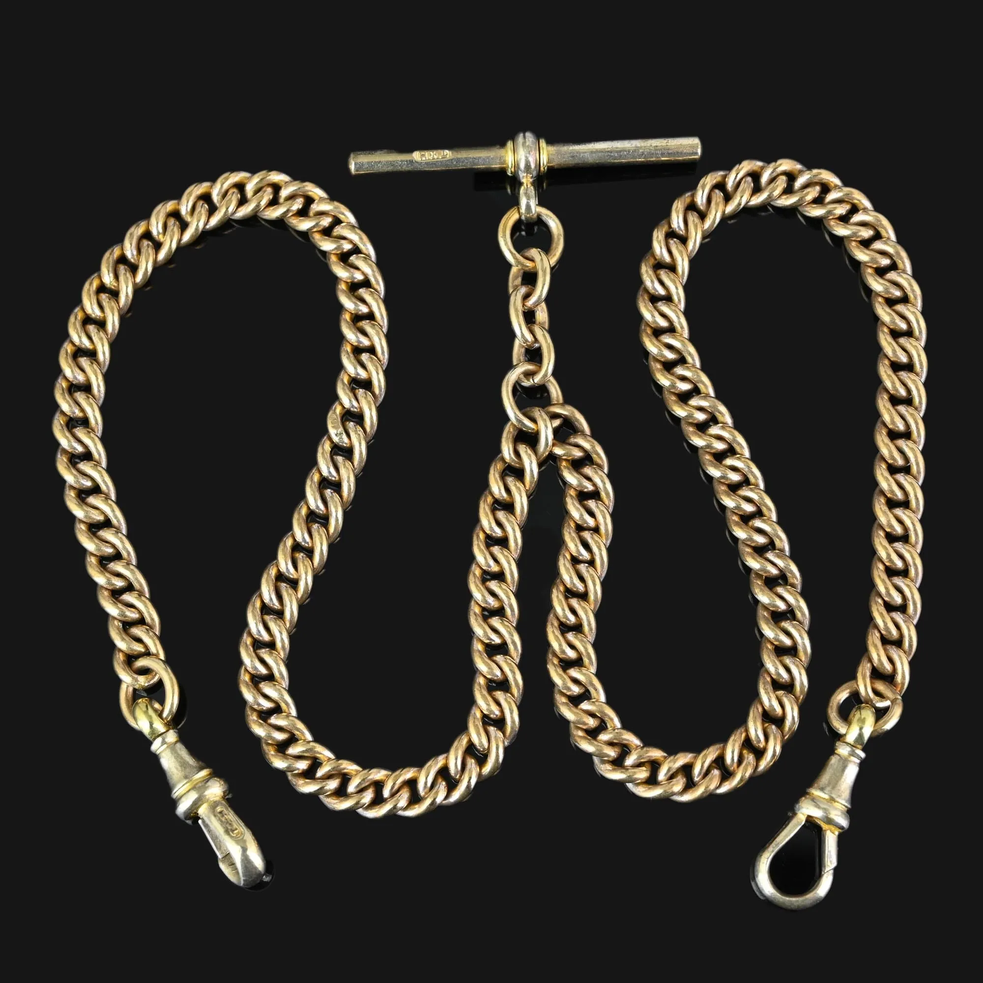 Double Albert Thomas Hopwood Rolled Gold Watch Chain Necklace