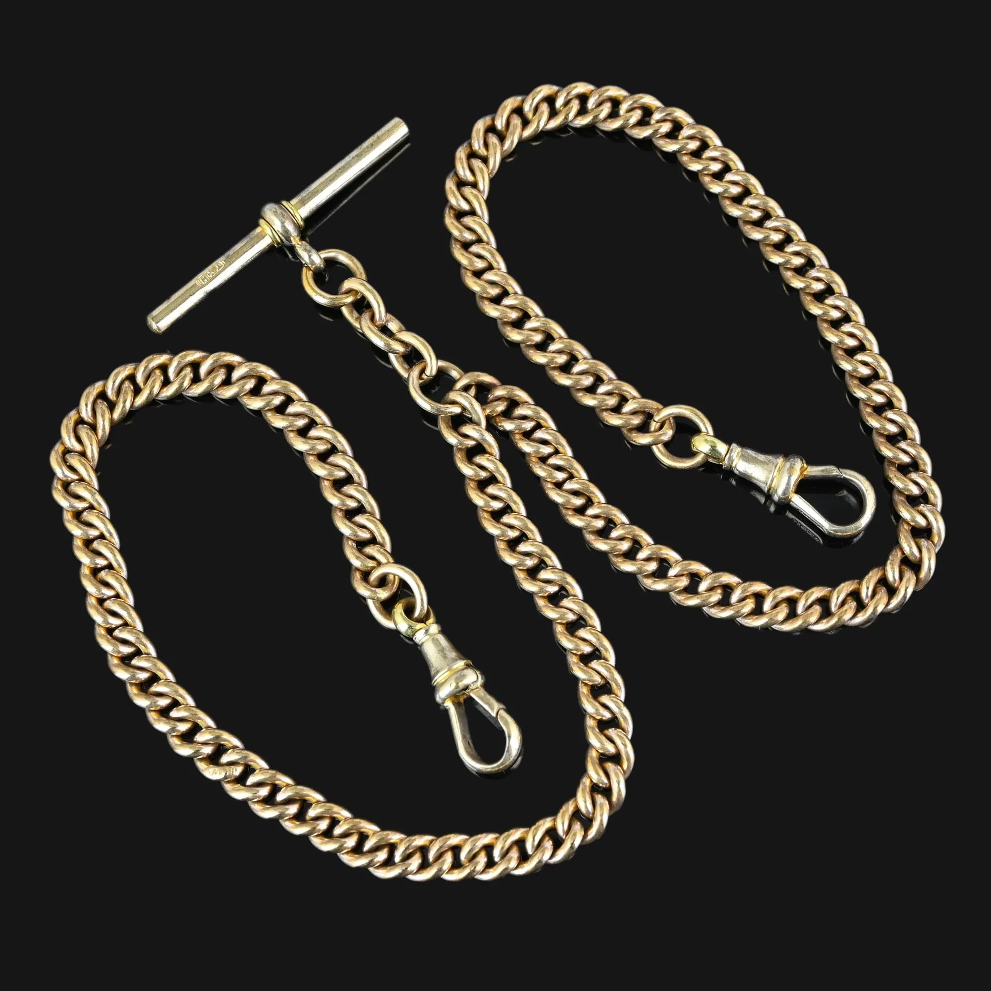 Double Albert Thomas Hopwood Rolled Gold Watch Chain Necklace