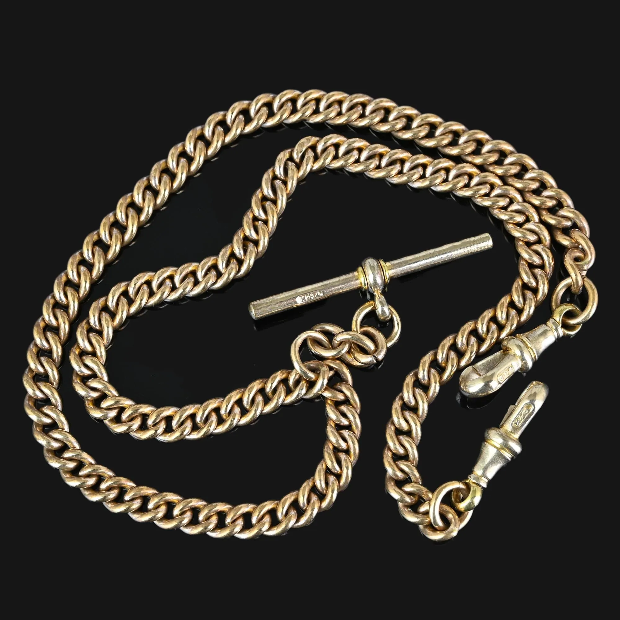 Double Albert Thomas Hopwood Rolled Gold Watch Chain Necklace