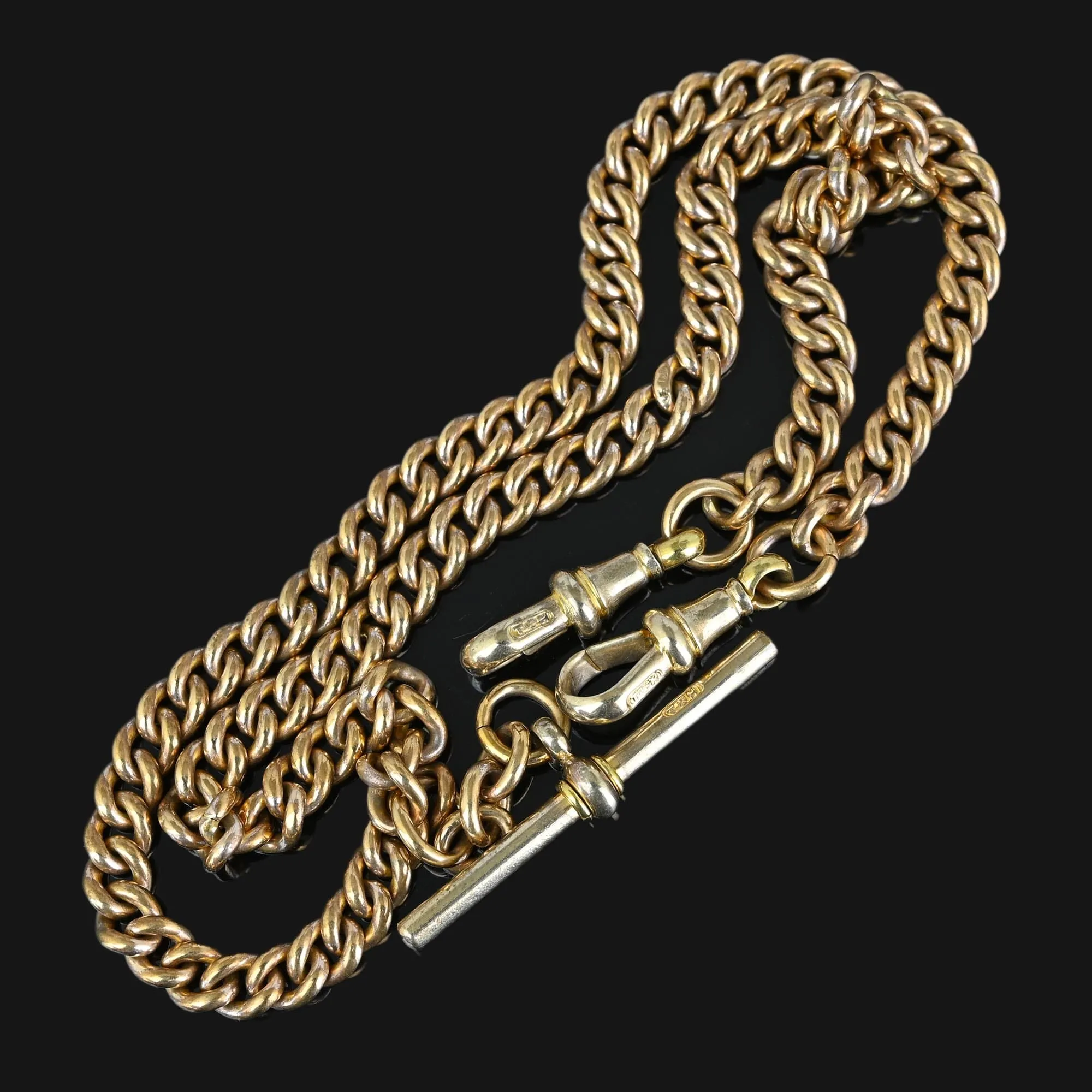 Double Albert Thomas Hopwood Rolled Gold Watch Chain Necklace