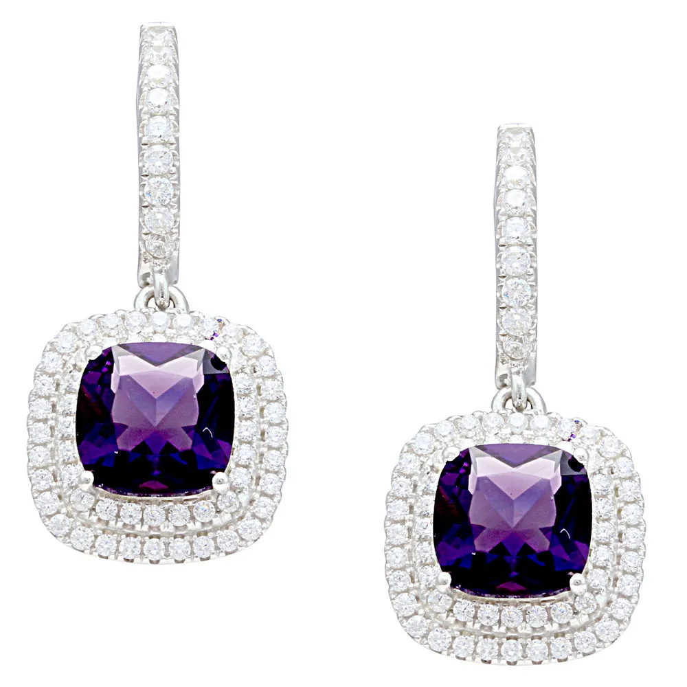 Double Cushion Cluster CZ Earrings IJ15CSSER033