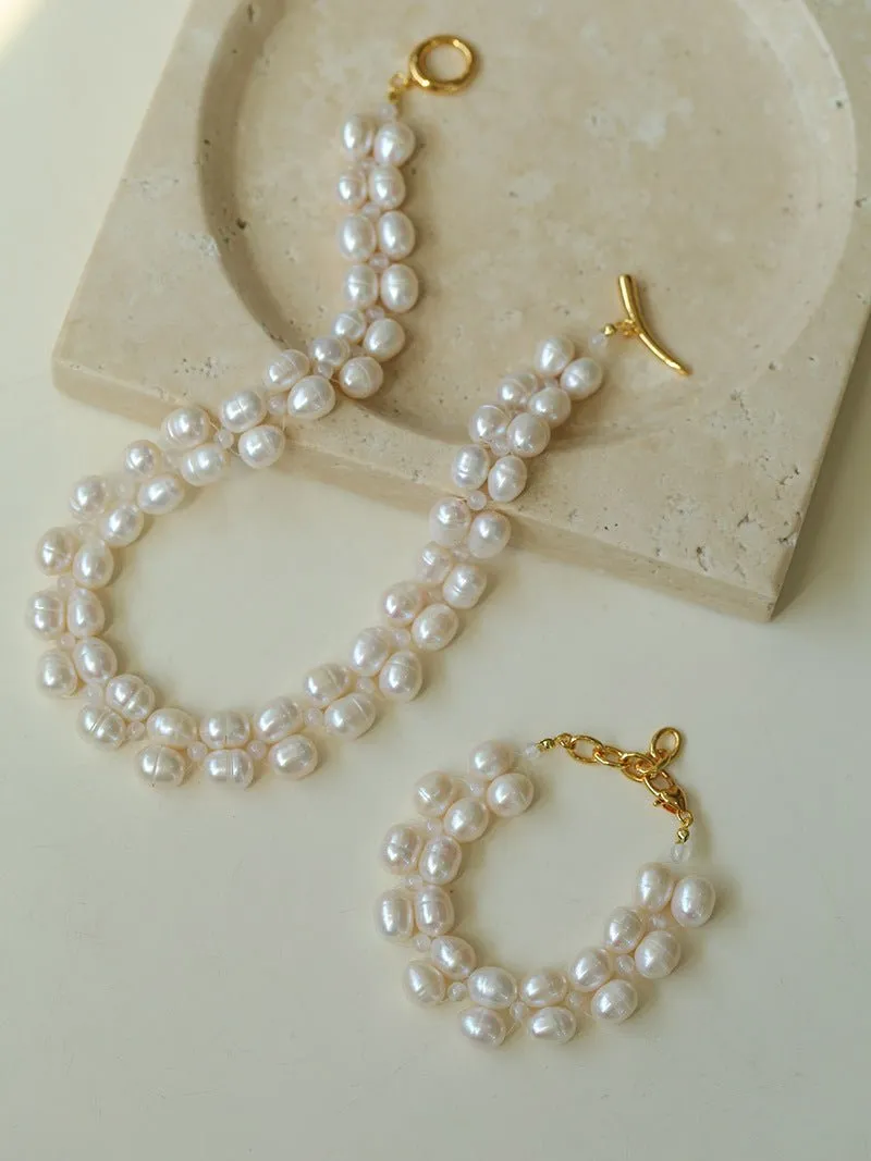 Double Layer Braided Freshwater Pearl Bracelet