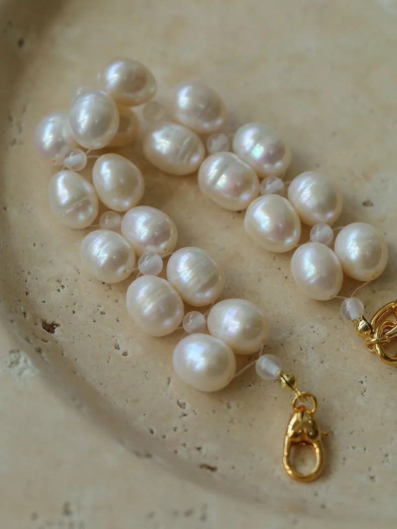 Double Layer Braided Freshwater Pearl Bracelet