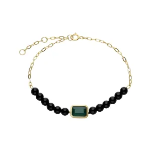 ECFEW™ 'The Unifier' Onyx & Gefärbtes Grünes Chalcedon Armband