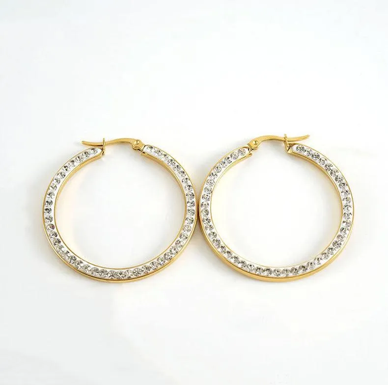 Elegant 18K Gold Plated Zircon Hoop Earrings – Perfect for Any Occasion