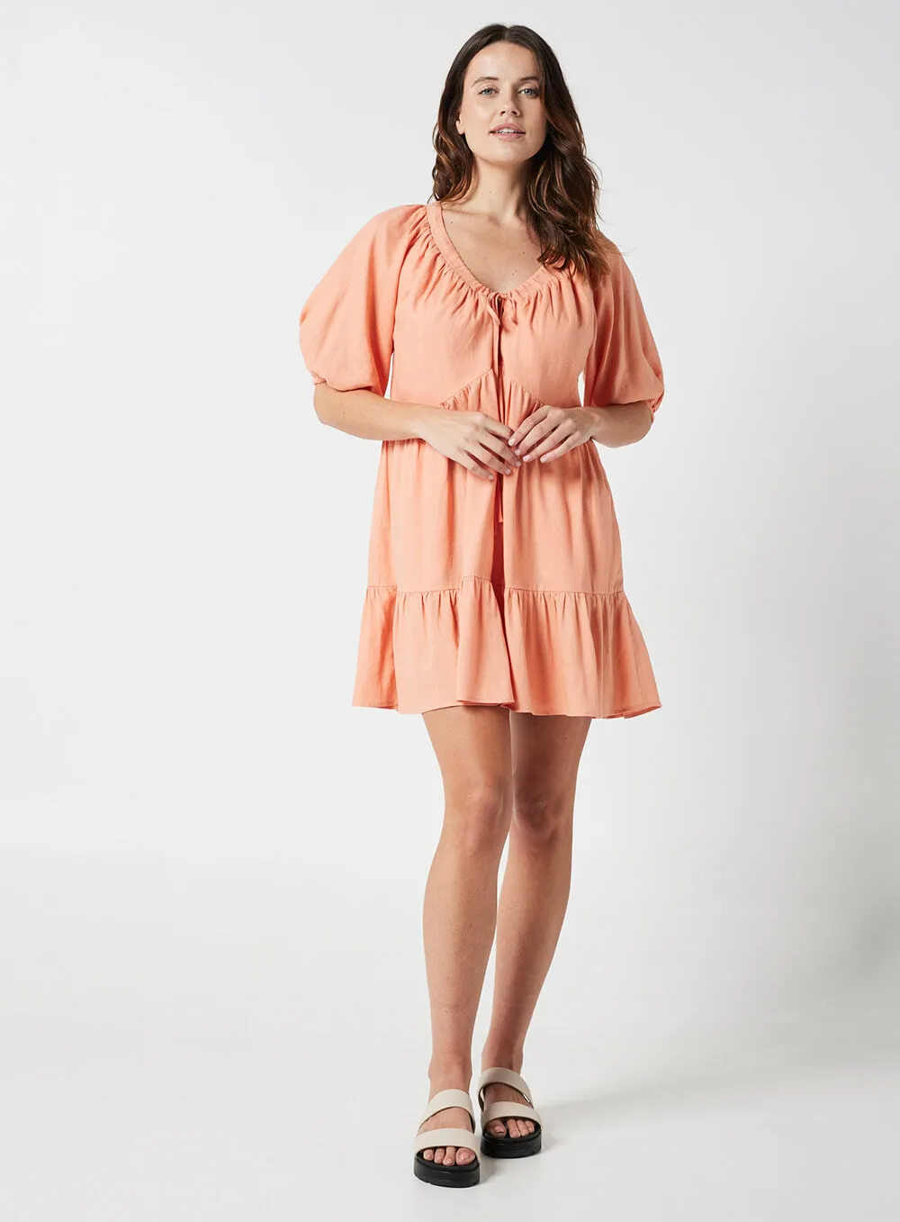 Eloise Smock Dress-CORAL