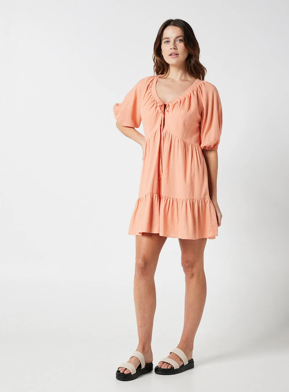 Eloise Smock Dress-CORAL