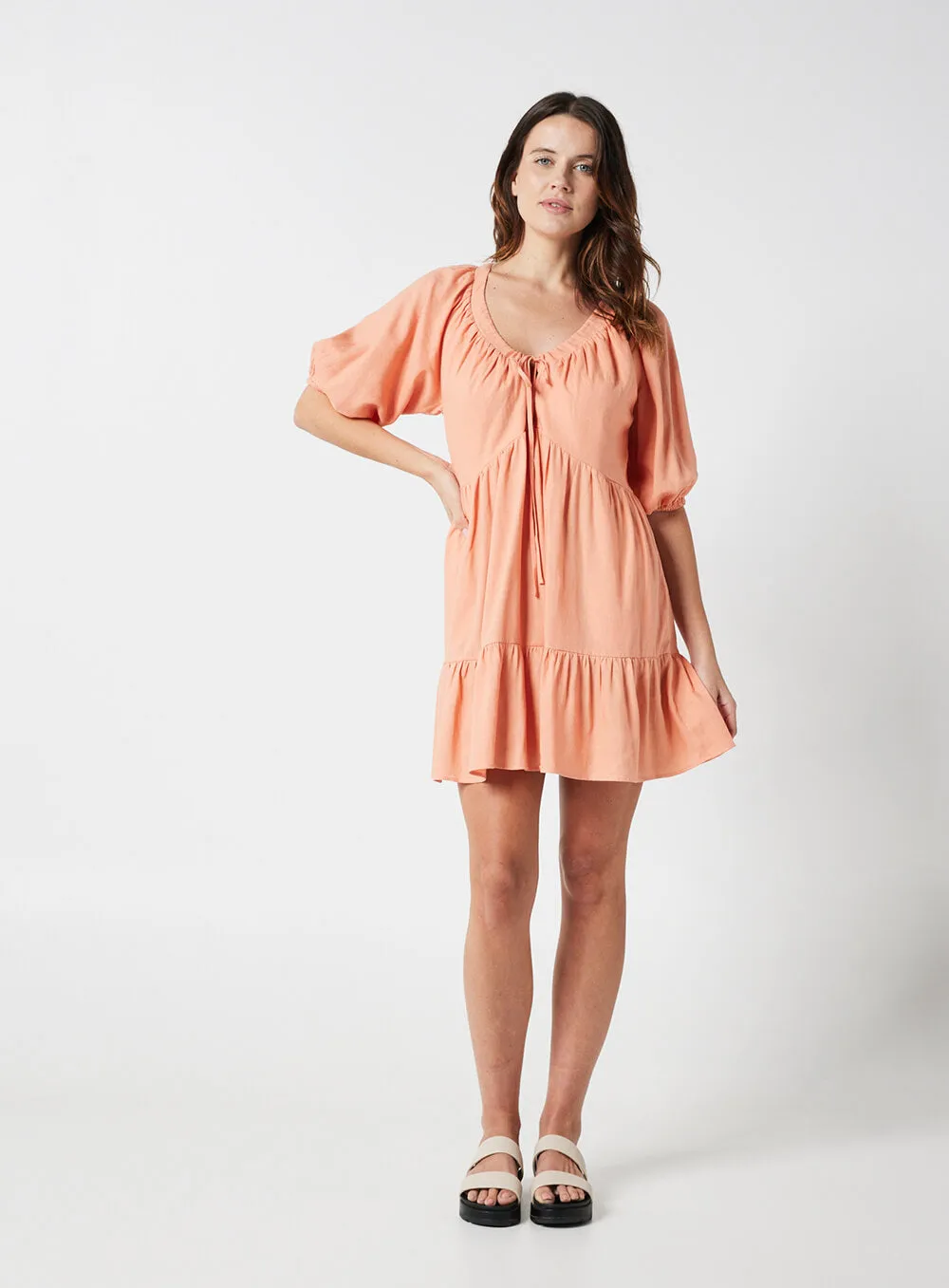 Eloise Smock Dress-CORAL