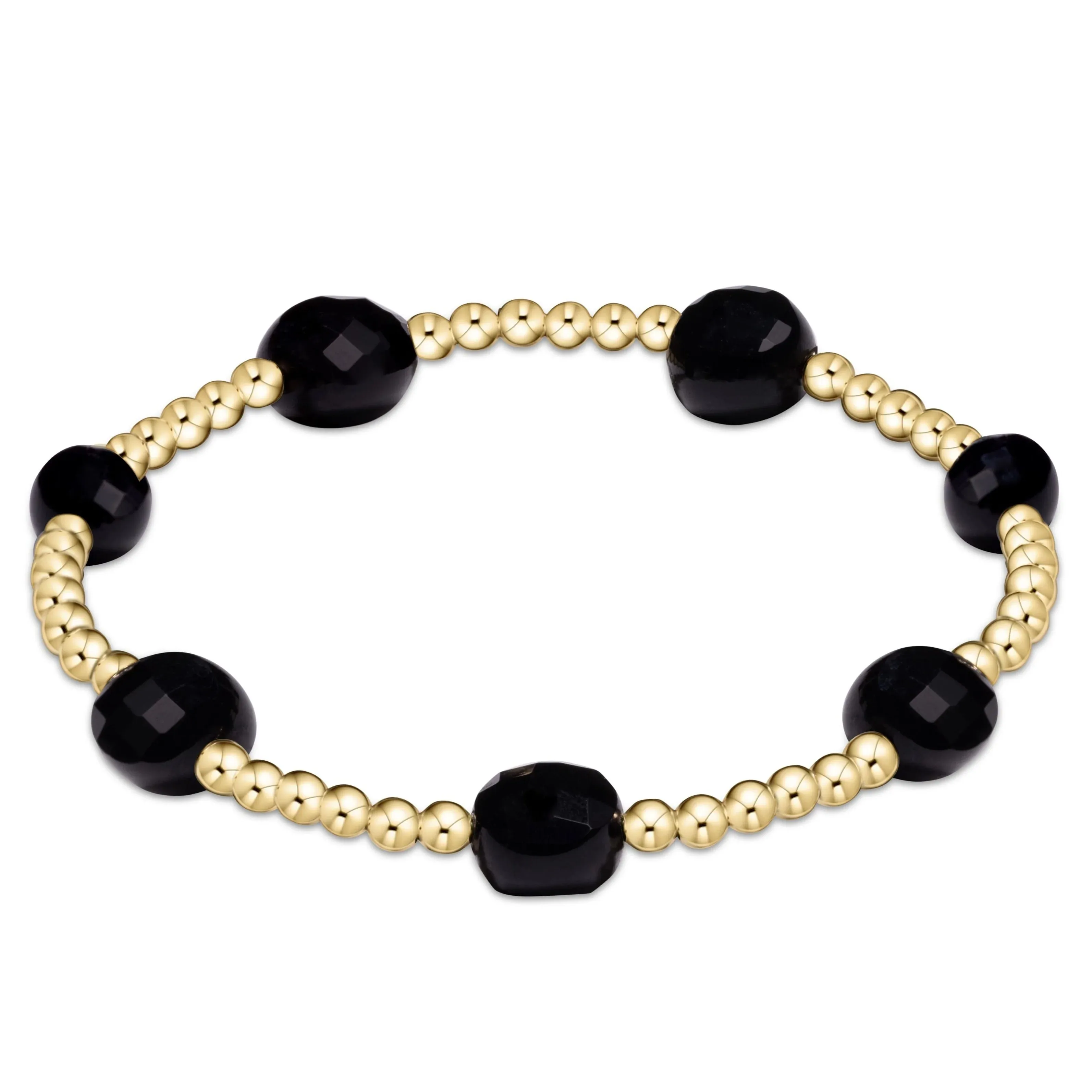 Enewton admire gold 3mm bead bracelet -faceted onyx