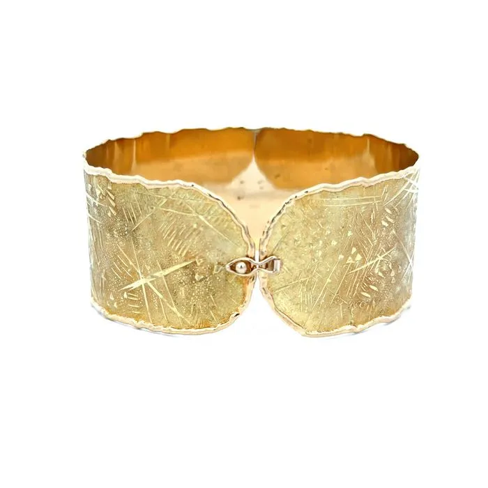 Estate 26MM Embossed Cuff Bracelet in 18K Yellow Gold