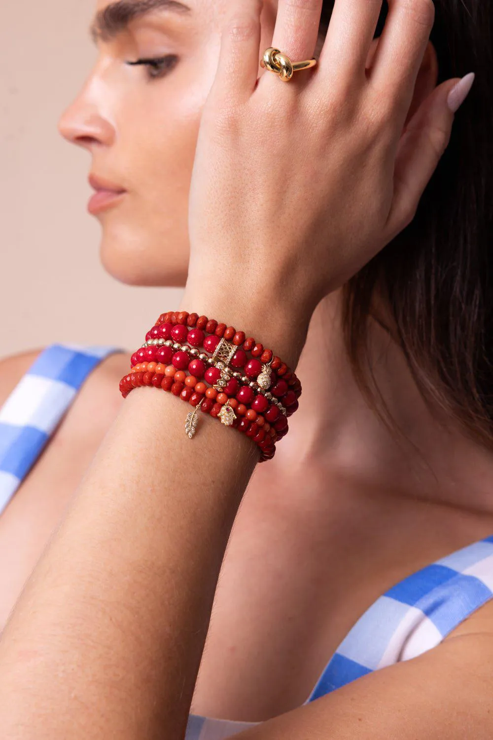 Evil Eye Rondelle Bamboo Bracelet