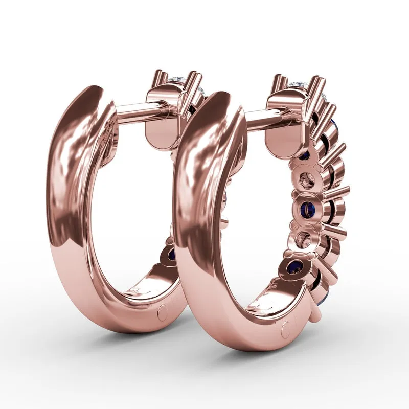 Fana Shared Prong Sapphire And Diamond Hoop Earrings