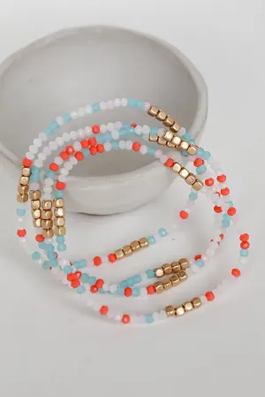 FINAL SALE - Olivia Coral Beaded Bracelet Set