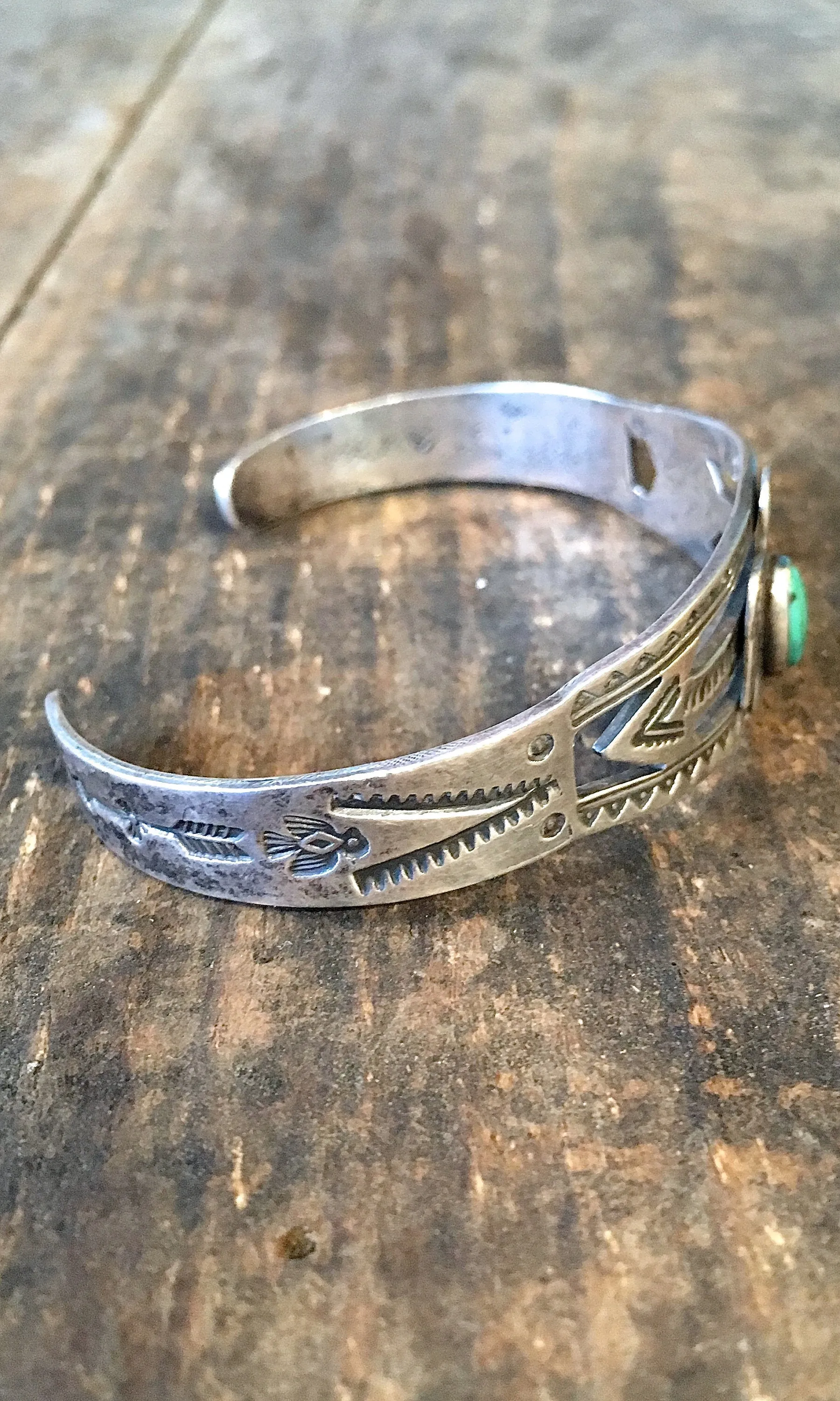 FRED HARVEY ERA 1940s Navajo Style Silver & Turquoise Arrow Thunderbird Bracelet