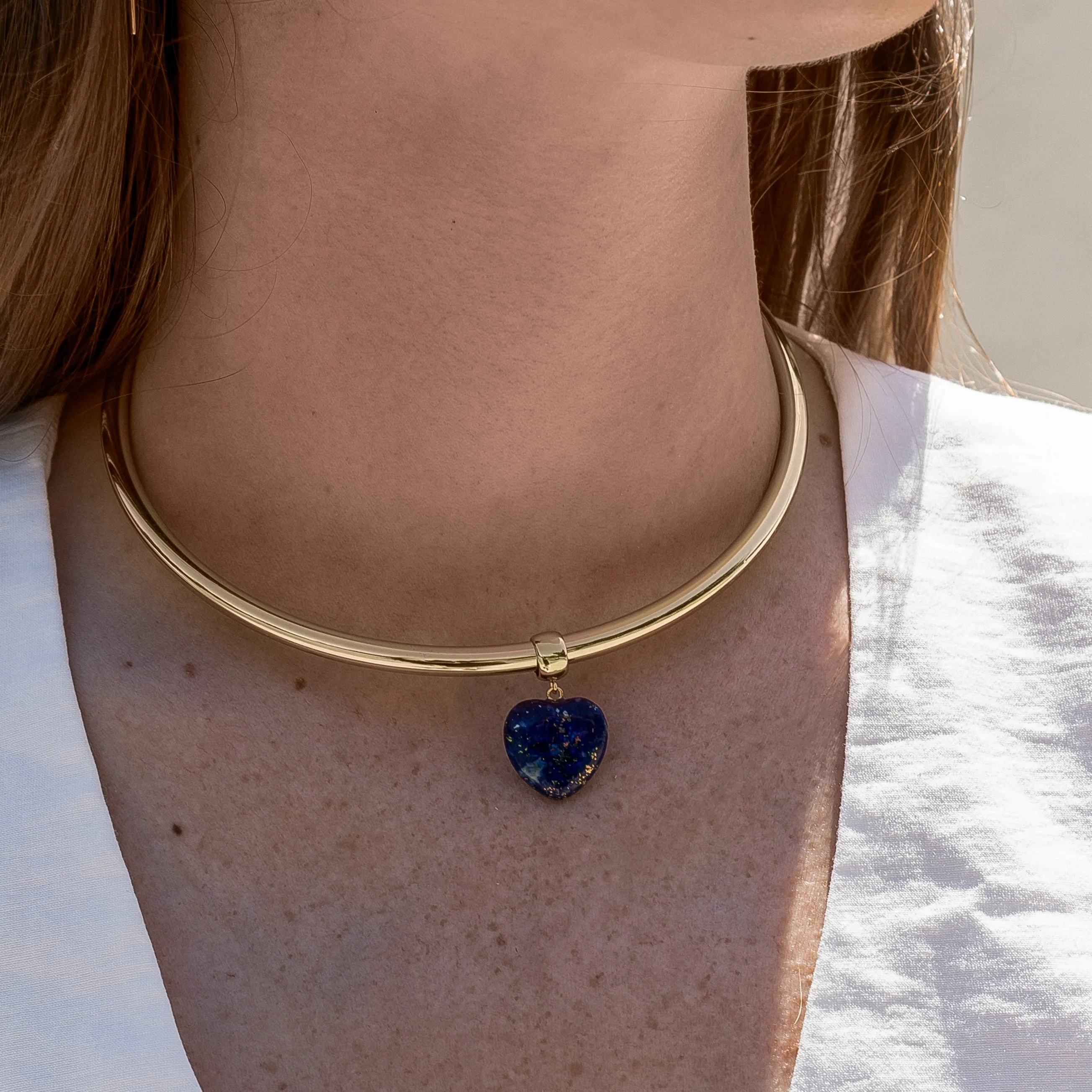 Gemma Lapis Heart Choker Necklace