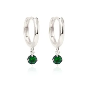 Gemstone Dangle Huggies Emerald