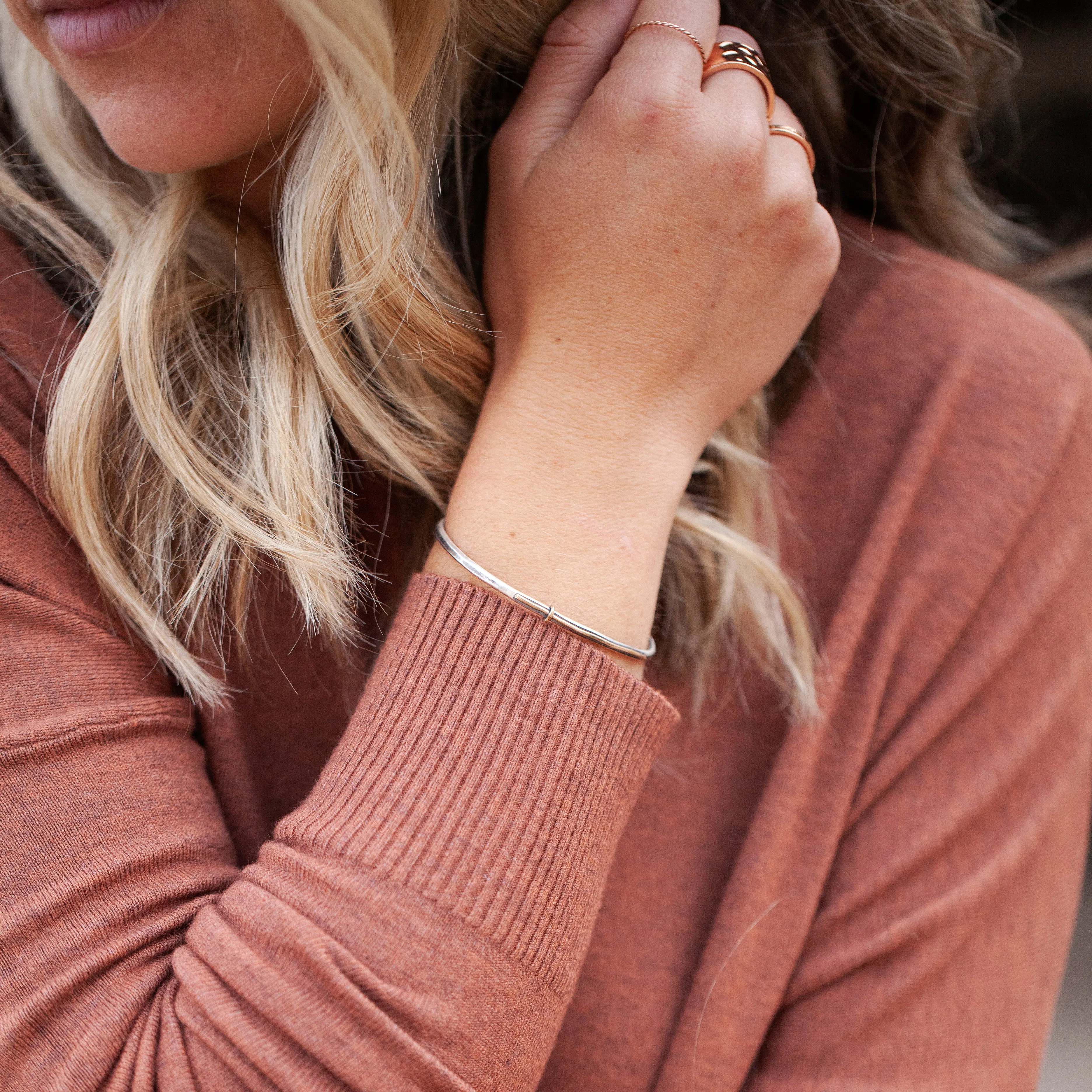 Gold Cross Silver Cuff Bracelet