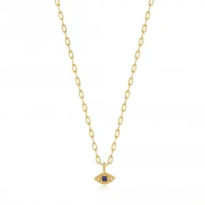 Gold Lapis Evil Eye Necklace N039-02G-L