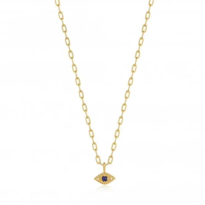 Gold Lapis Evil Eye Necklace N039-02G-L