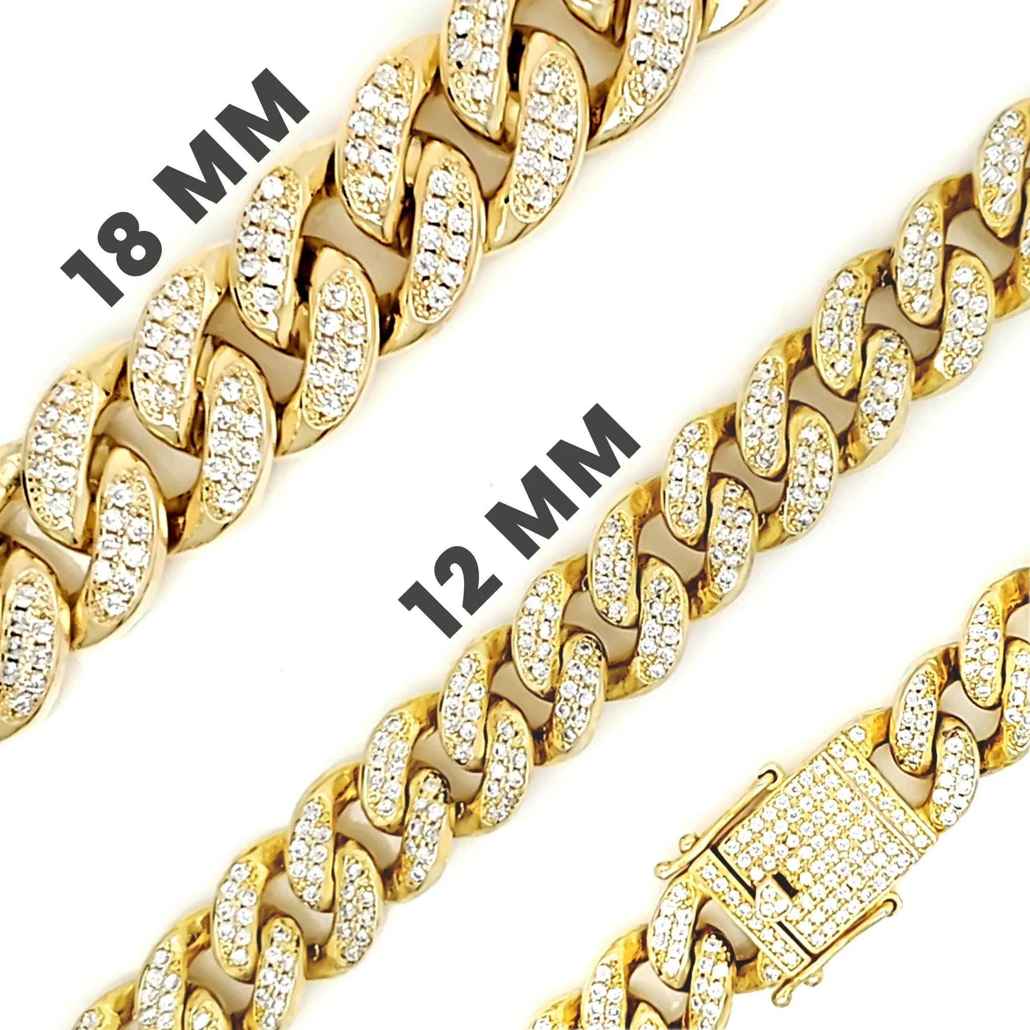 Gold PVD Coated Over Brass Cubic Zirconia Cuban Bracelet / BRJ9085