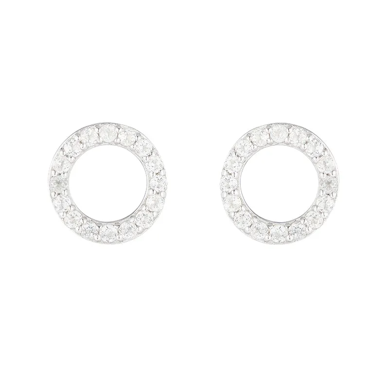 Greece Pavé Gemstone Circle Earrings