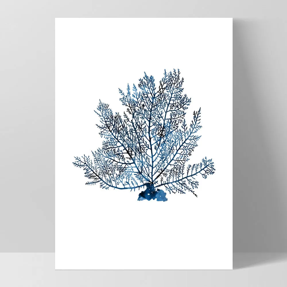 Hamptons Watercolour Blue Coral V - Art Print