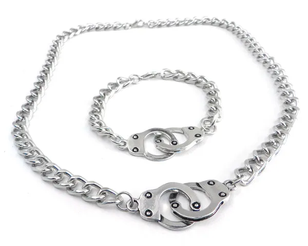 Handcuff Bracelet on Curb Chain