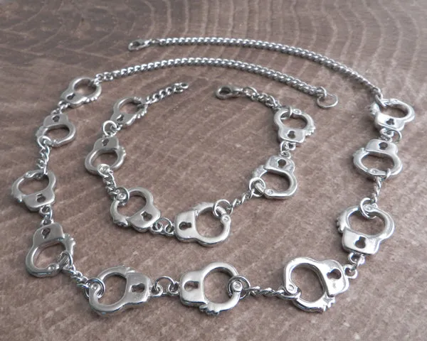 Handcuff Bracelet on Curb Chain