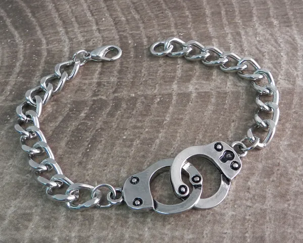 Handcuff Bracelet on Curb Chain