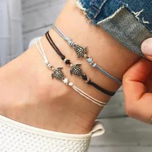 Hemp Rope Multi-Layer Turtle Anklet Bracelet