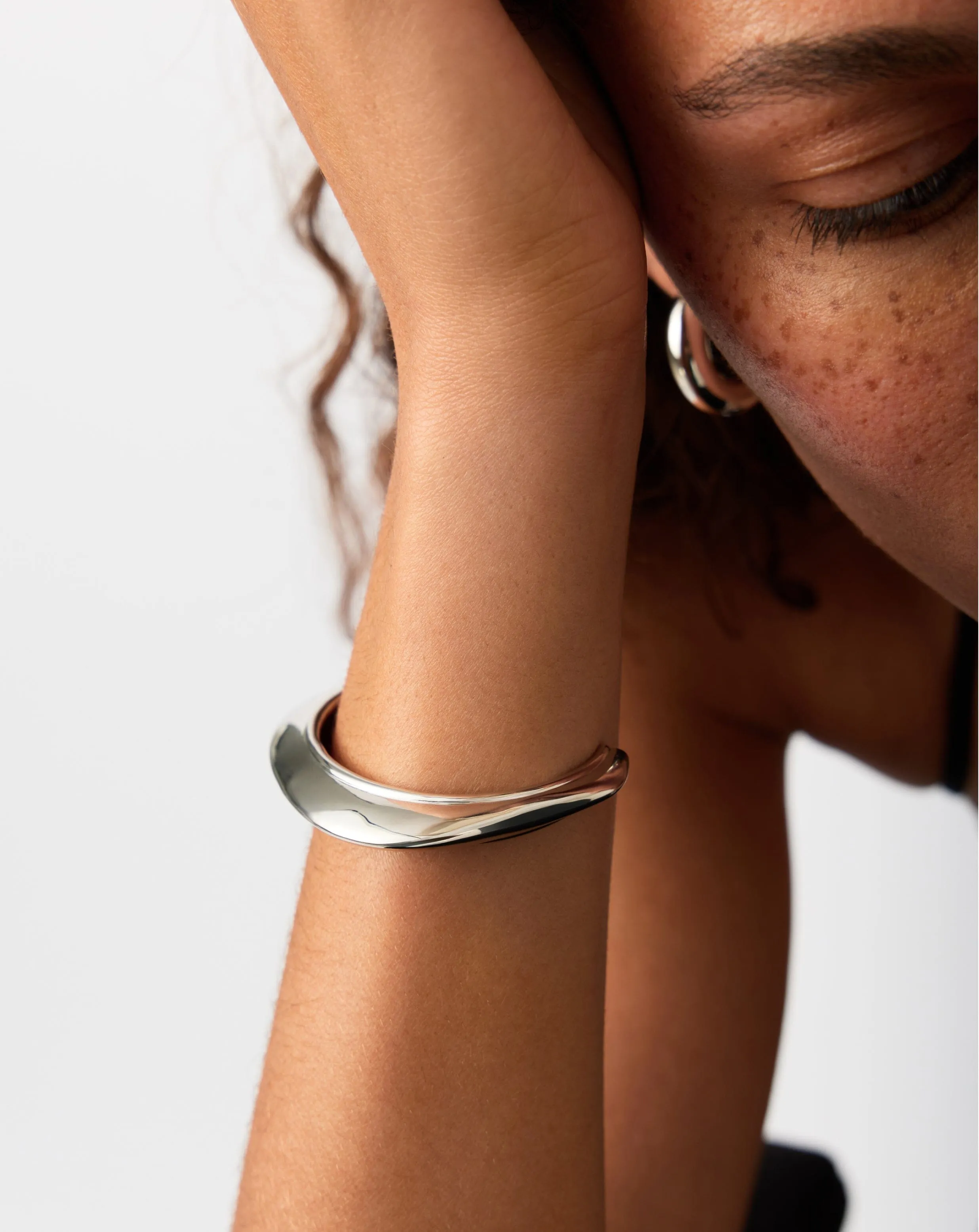 Hera Dome Statement Cuff Bracelet | Silver Plated