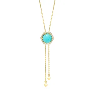 Honeycomb Gem 18K Lariat