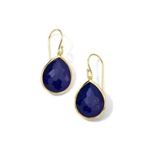 Ippolita 18K Yellow Gold Rock Candy Medium Teardrop Earrings in Crystal and Lapis Doublet