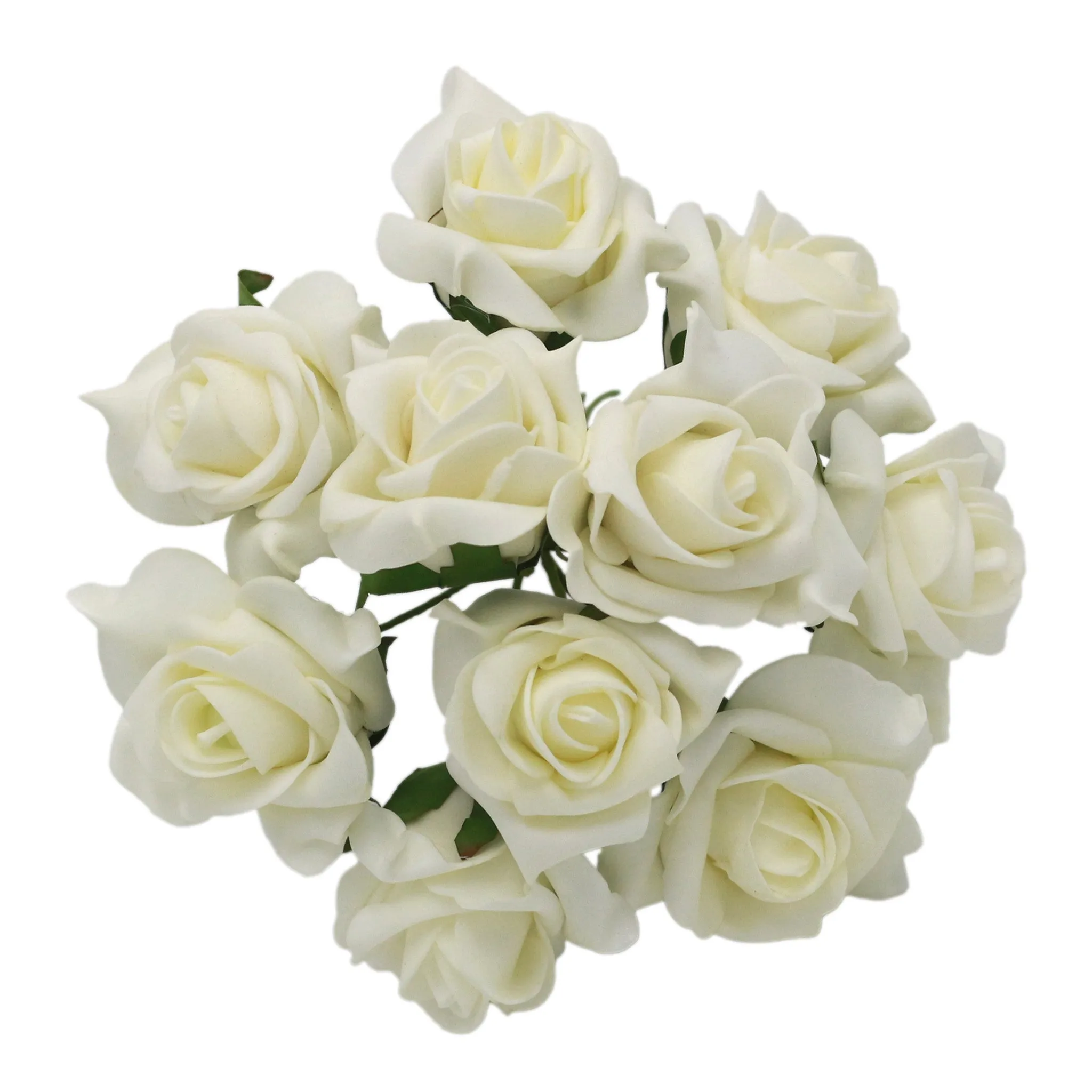 Ivory Artificial Flowers Soft Foam Roses 8" Tall