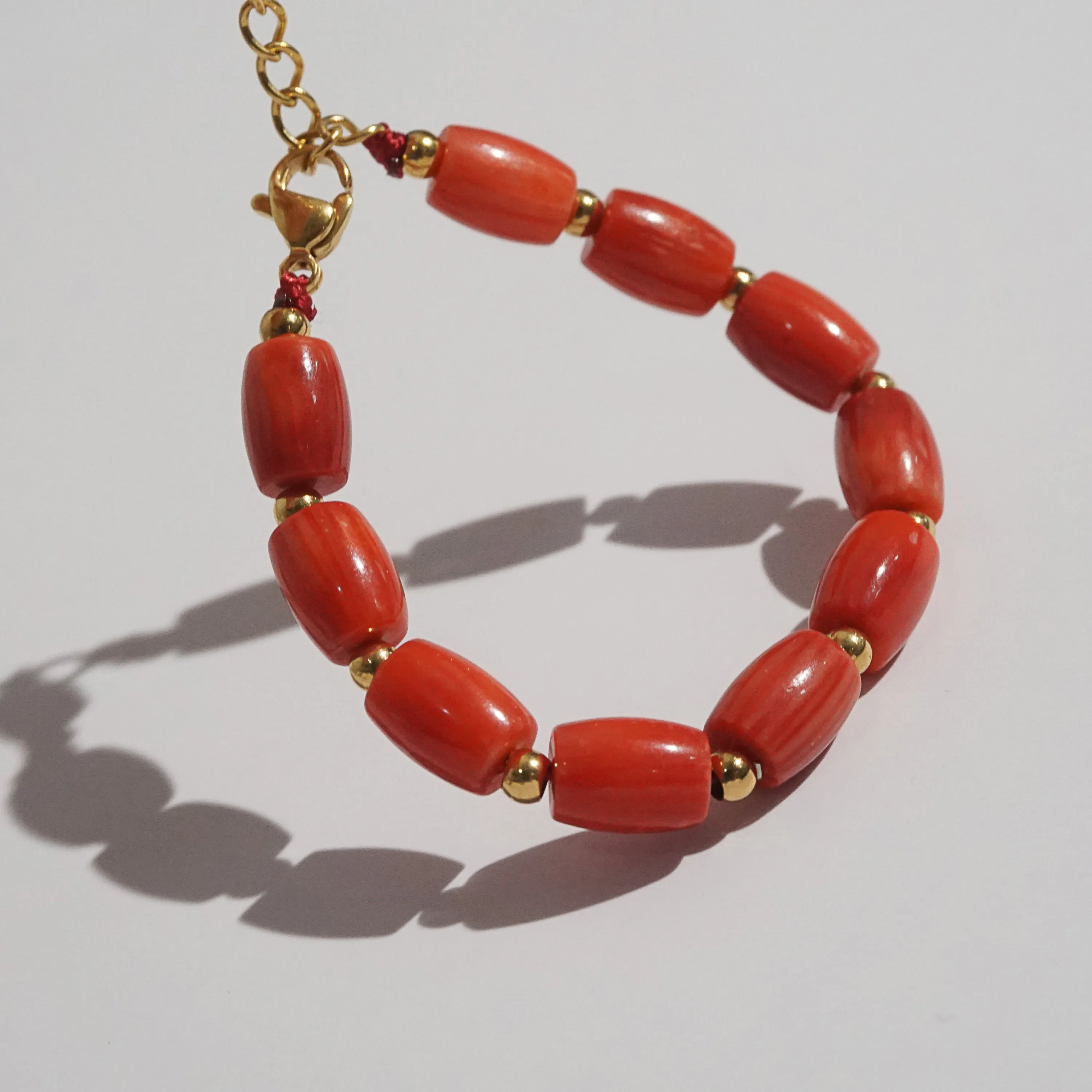 Japanese Red Coral Barrel with Clasp (For Baby)