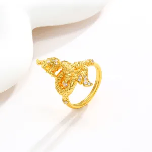 Jewelry Brass Gold Plated Fashion New Men's Coiling Dragon Ring Gold Inlaid Zirconium Domineering Dragon Head Ring