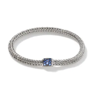 John Hardy Classic Chain Sterling Silver X-Small Bracelet with Blue Sapphire