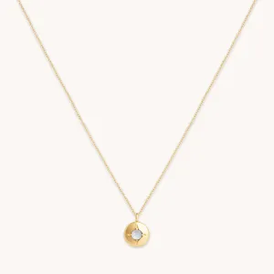 June Moonstone Birthstone Necklace in Solid Gold