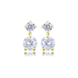 Kay 6mm Round CZ Drop Gold Stud Earrings