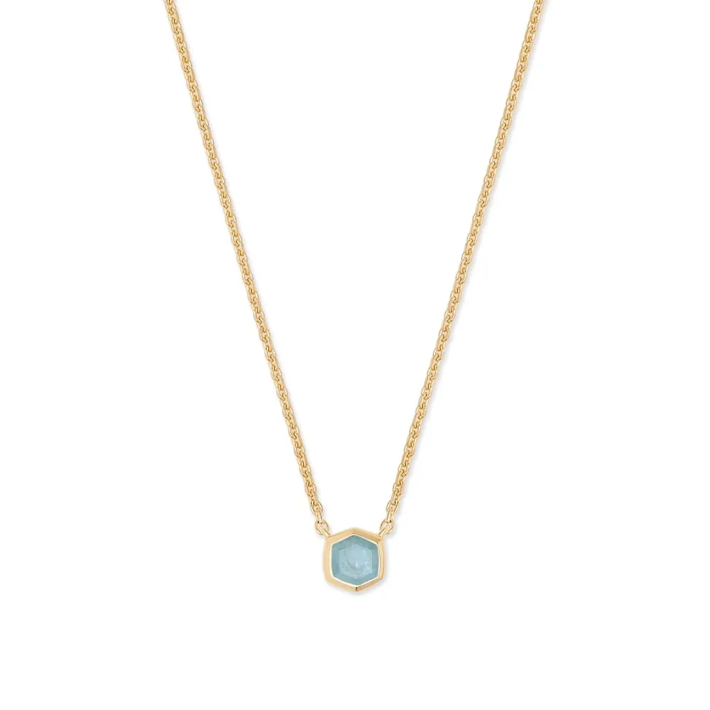 Kendra Scott 18K Yellow Gold Vermeil Davie Pendant Necklace in Aquamarine