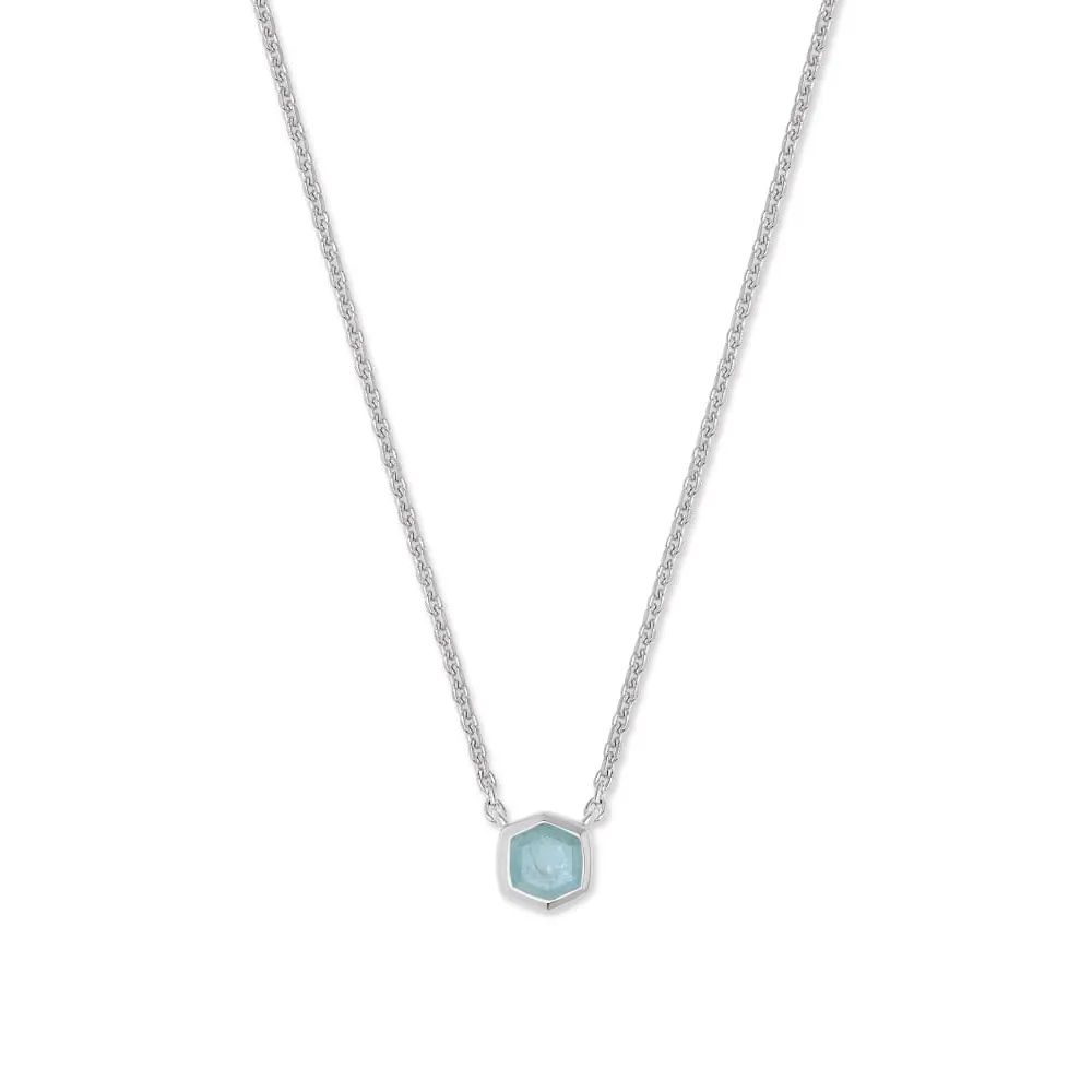 Kendra Scott Sterling Silver Davie Pendant Necklace in Aquamarine