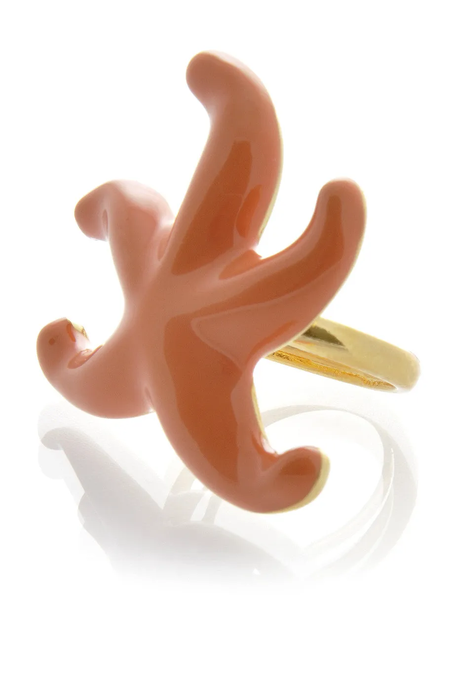 KENNETH JAY LANE Coral Enamel Starfish Ring