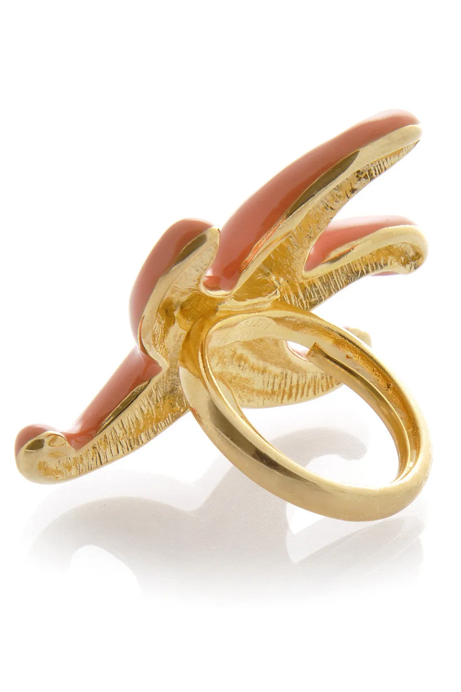 KENNETH JAY LANE Coral Enamel Starfish Ring