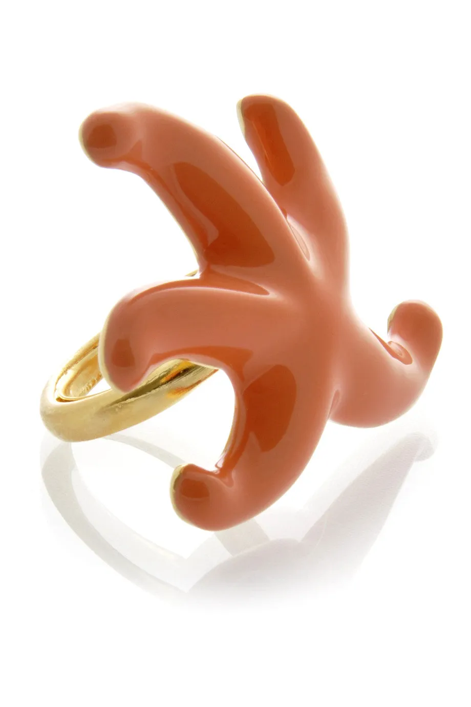 KENNETH JAY LANE Coral Enamel Starfish Ring