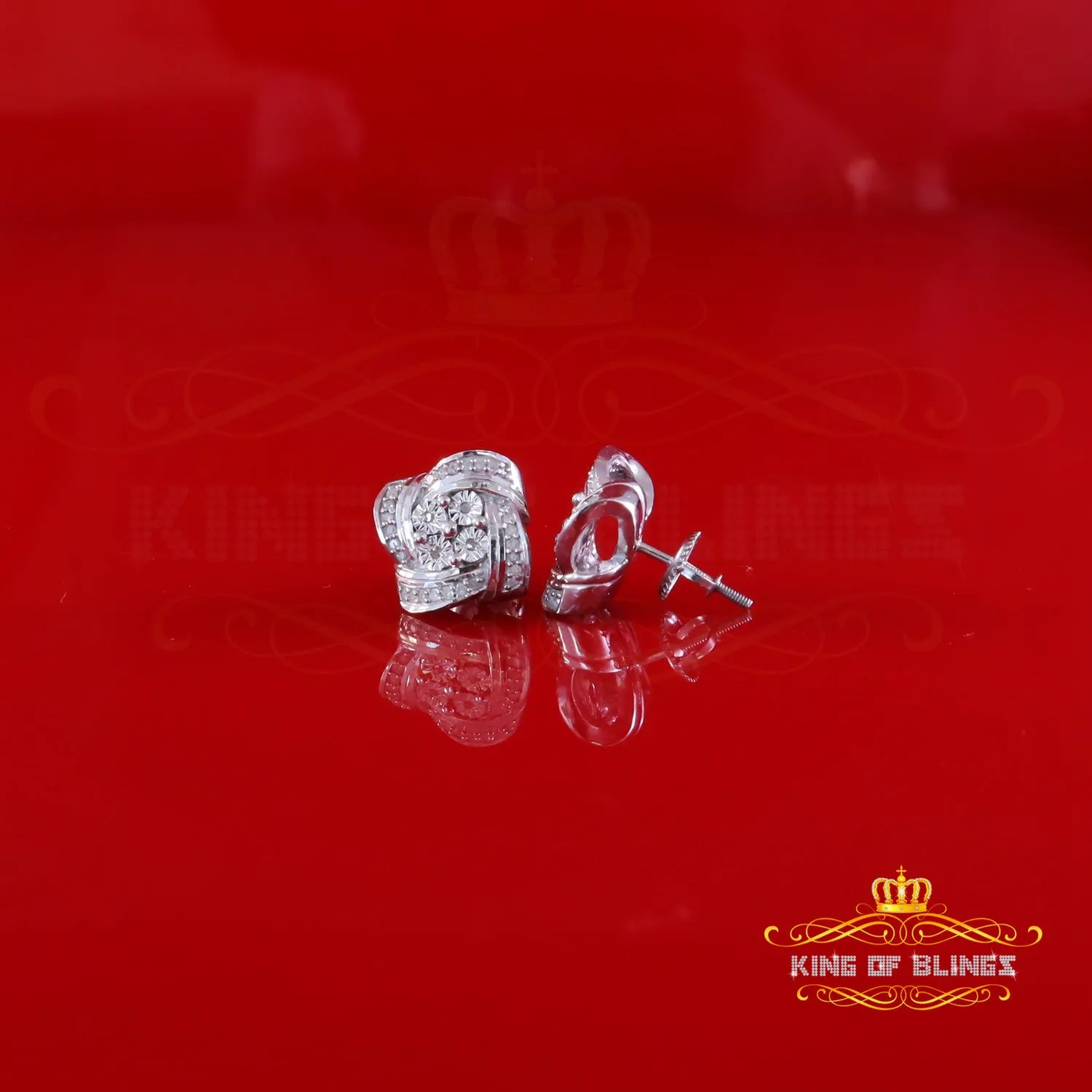 King Of Bling's 0.33ct Diamond 925 Sterling Silver White for Men's & Women Stud SWRILL Earrings