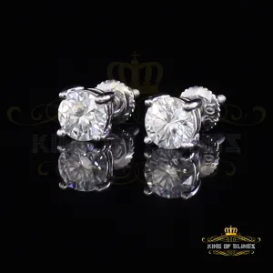 King of Bling's 2.00ct VVS 'D' Moissanite Men's/Womens 925 Silver White Round Stud Earrings