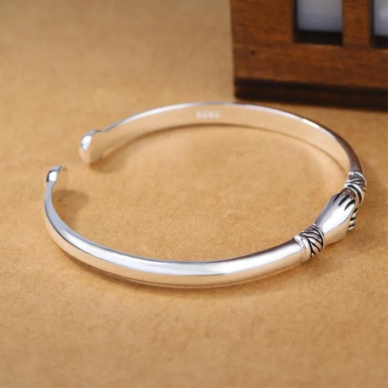 Korean Version of Cintage Sterling Silver Handshake Friendship Opening Personality Bracelet