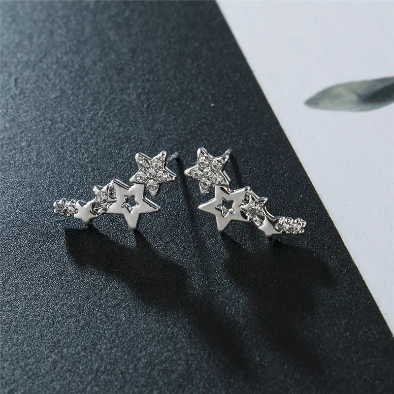 Korean Version Of Simple Fashion Zircon Star Ear Clip Earrings