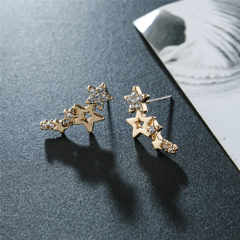 Korean Version Of Simple Fashion Zircon Star Ear Clip Earrings